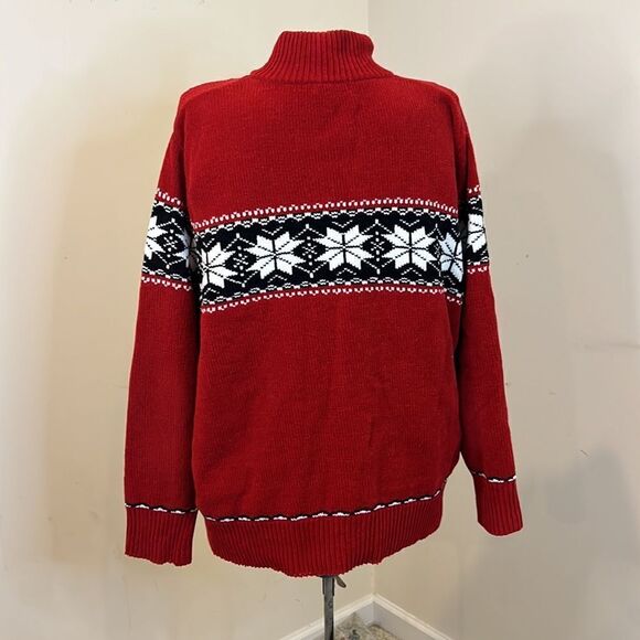 Dress Barn Snowflake Print Zip Front Acrylic Cardigan Sweater - Size 14/16 - Picture 9 of 12